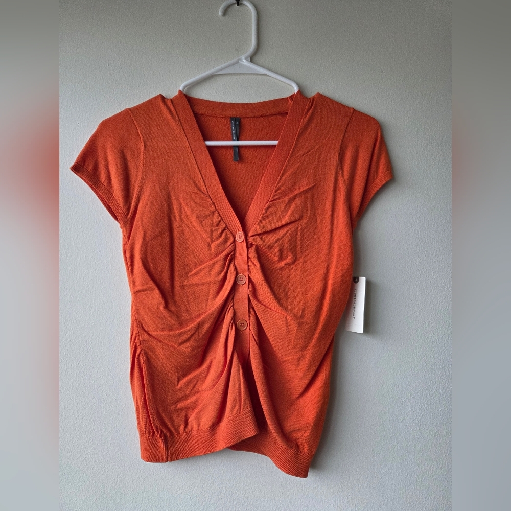Anthropologie Red Orange Button-Up Women's Top Size XS